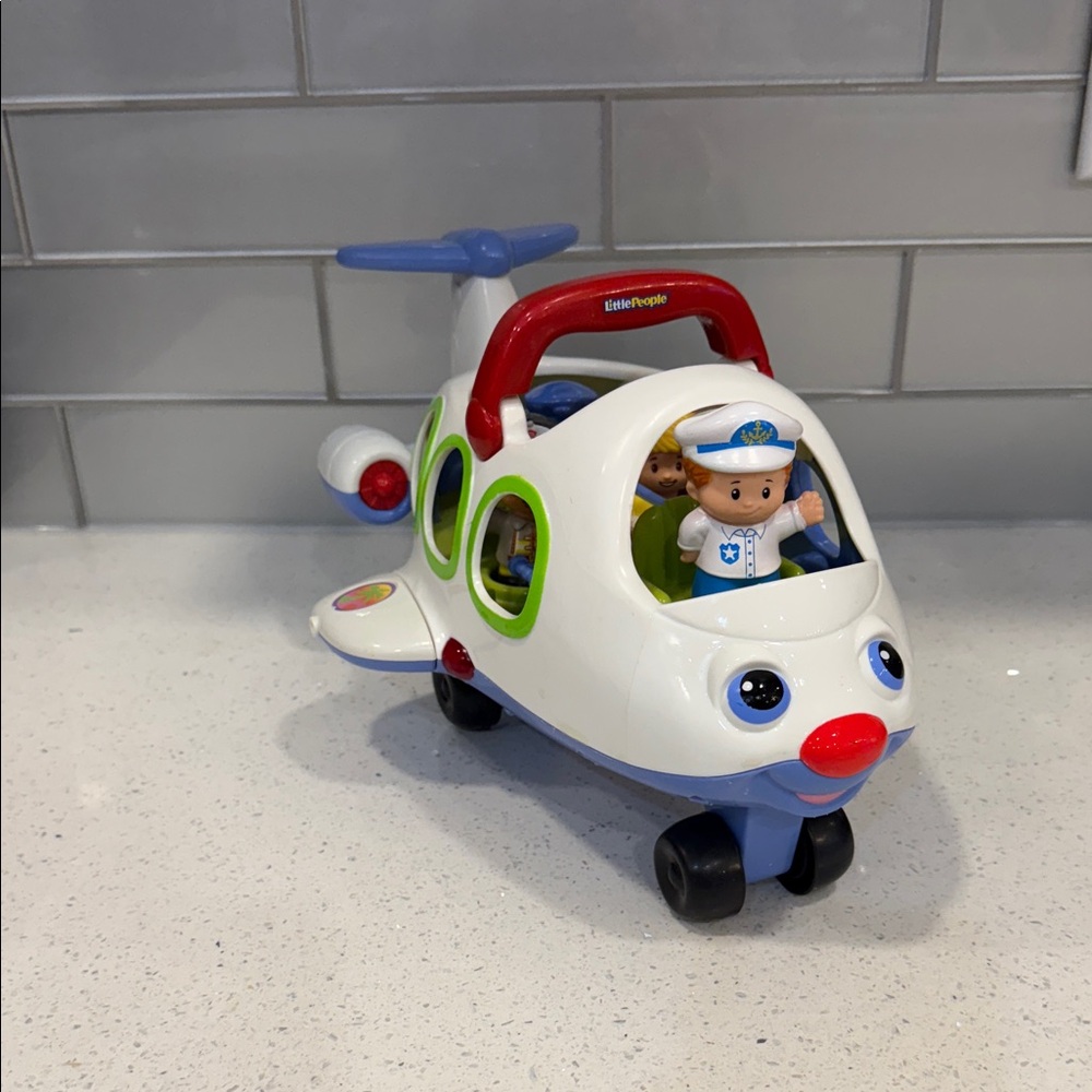 Fisher-Price Red and White Toy Plane with Blue Accents